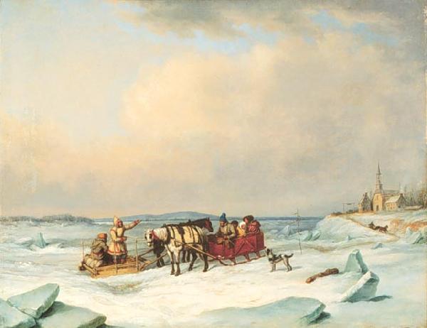 Cornelius Krieghoff The Ice Bridge at Longue Pointe Germany oil painting art